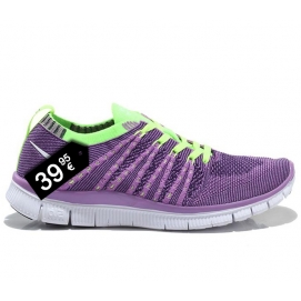 NK Free Flyknit 5.0 Violet and Fluorescent Yellow