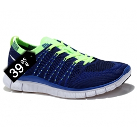 NK Free Flyknit 5.0 Blue and Fluorescent Yellow