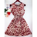 Summer-Autumn Victorian Print Dress Red