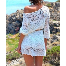 Off-Shoulders Lace Dress White