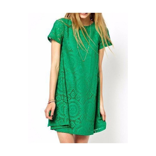 Vestido de Encaje Amplio Verde