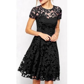 Floral Lace Dress Black