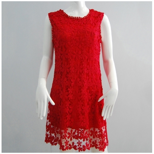 Floral Lace Dress Red