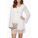 Long-Sleeved Lace Dress White