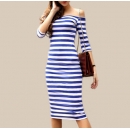 Striped Causal Dress Blue