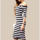 Striped Causal Dress Black