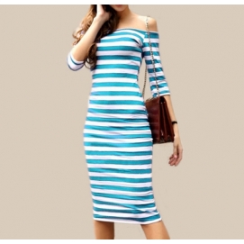 Striped Causal Dress Sky Blue