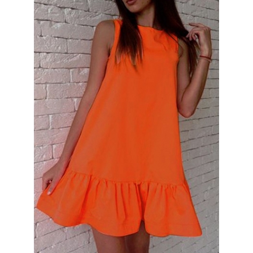 Causal Dress Frills Orange
