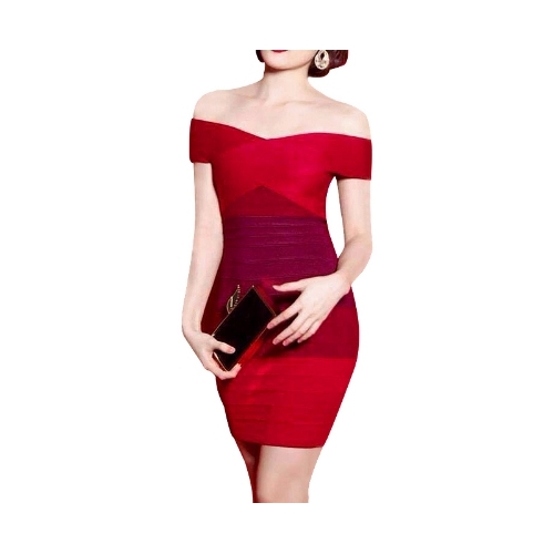 Off-Shoulder Knitting Dress Red