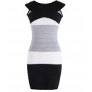 Off-Shoulder Knitting Dress Black and White