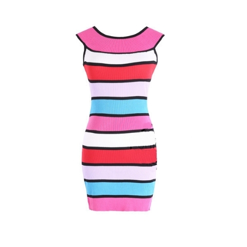 Off-Shoulder Knitting Dress Stripes