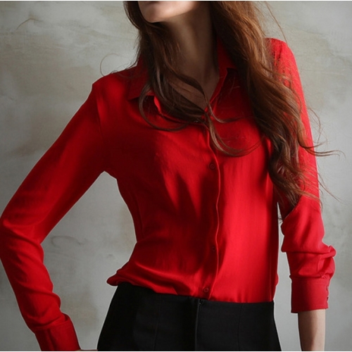 Long-Sleeved Blouse - Red
