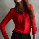 Long-Sleeved Blouse - Red