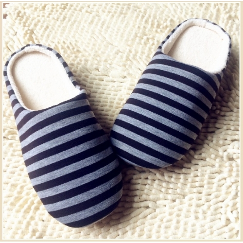 Navy Striped Slippers