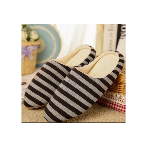 Brown Striped Slippers