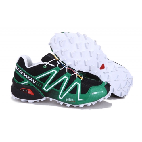 Salmon Speed Cross 3 Green and Black (White Sole)