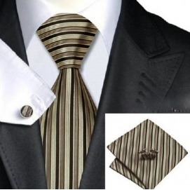 Pack Striped Tie + Tissue + Cufflinks