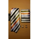 Pack Striped Tie + Tissue + Cufflinks