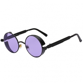 XIU Steampunk Polarized Sunglasses - Black (Purple Lenses)