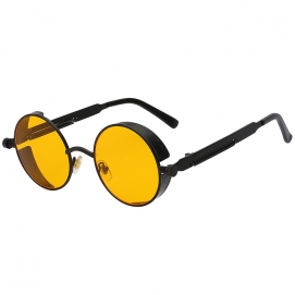XIU Steampunk Polarized Sunglasses - Black (Orange Lenses)