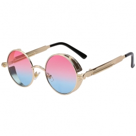 XIU Steampunk Polarized Sunglasses - Golden (Pink-Blue Lenses)
