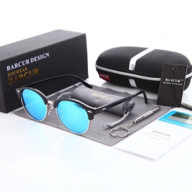 BARCUR Polarized Sunglasses - Black (Blue Lenses)
