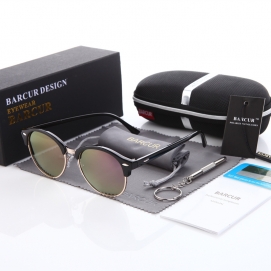 BARCUR Polarized Sunglasses - Black (Purple Lenses)