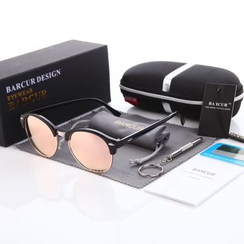 BARCUR Polarized Sunglasses - Black (Pink Lenses)