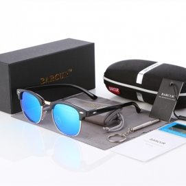 BARCUR Polarized Sunglasses - Shiny Black (Blue Lenses)
