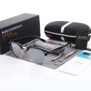 BARCUR Polarized Sunglasses - Shiny Black (Silvery Lenses)