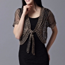 Tied Blouse - Black and Beige
