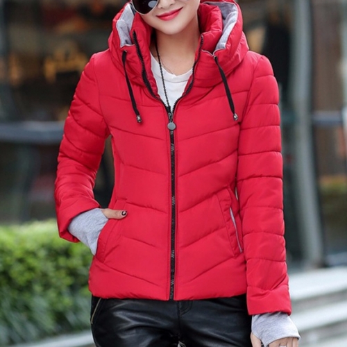 No Hooded Down Jacket - Red