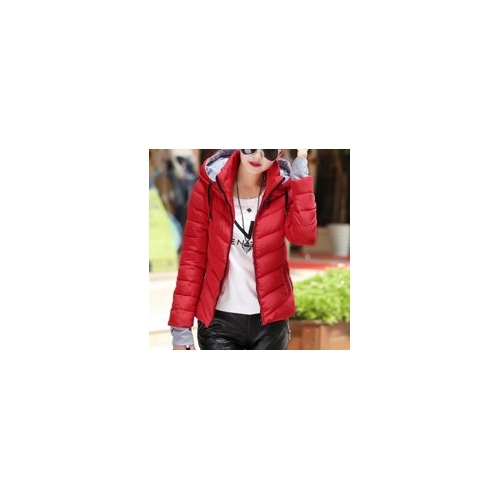 Hooded Down Jacket - Red