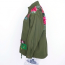 3D Flowers Jacket - Army Green