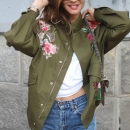 3D Flowers Jacket - Army Green