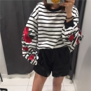 Floral Striped Sweatshirt (Black and White)