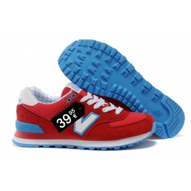 Zapatillas NB 574 Rojo y Blanco (Suela Azul)